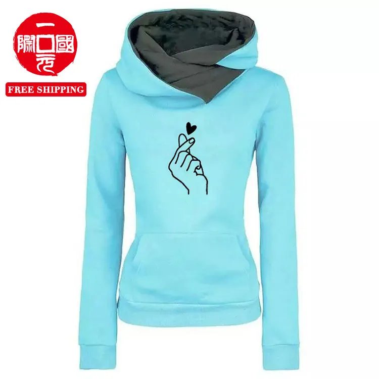 

2021 autumn and winter European and American hot style lapel hooded sweater women's bottoming shirt
