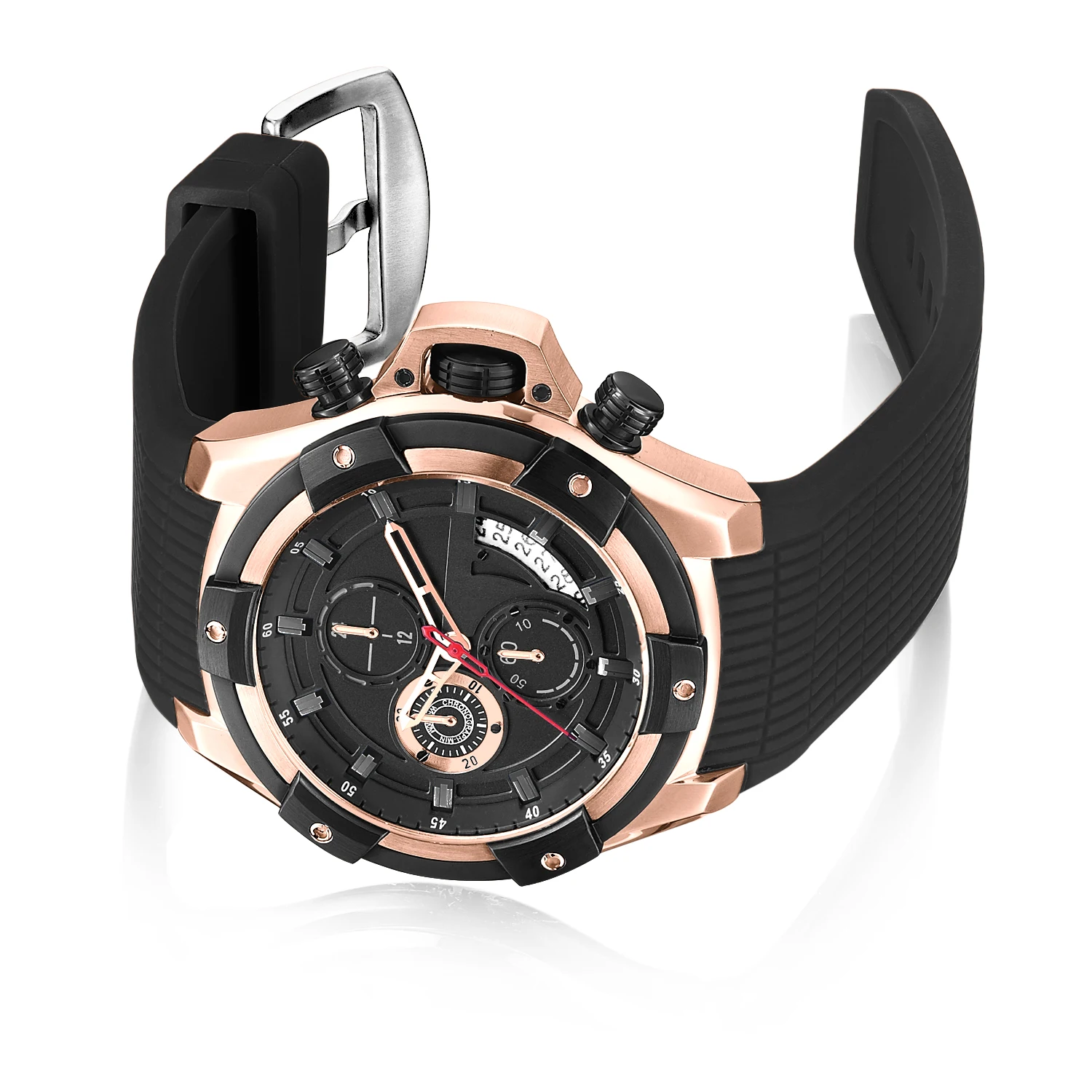 

Wholesale Rose Gold Stainless Steel Wristwatches Popular Silicone Straps Hand Watches OEM Private Label Watch, Customized colors accepted
