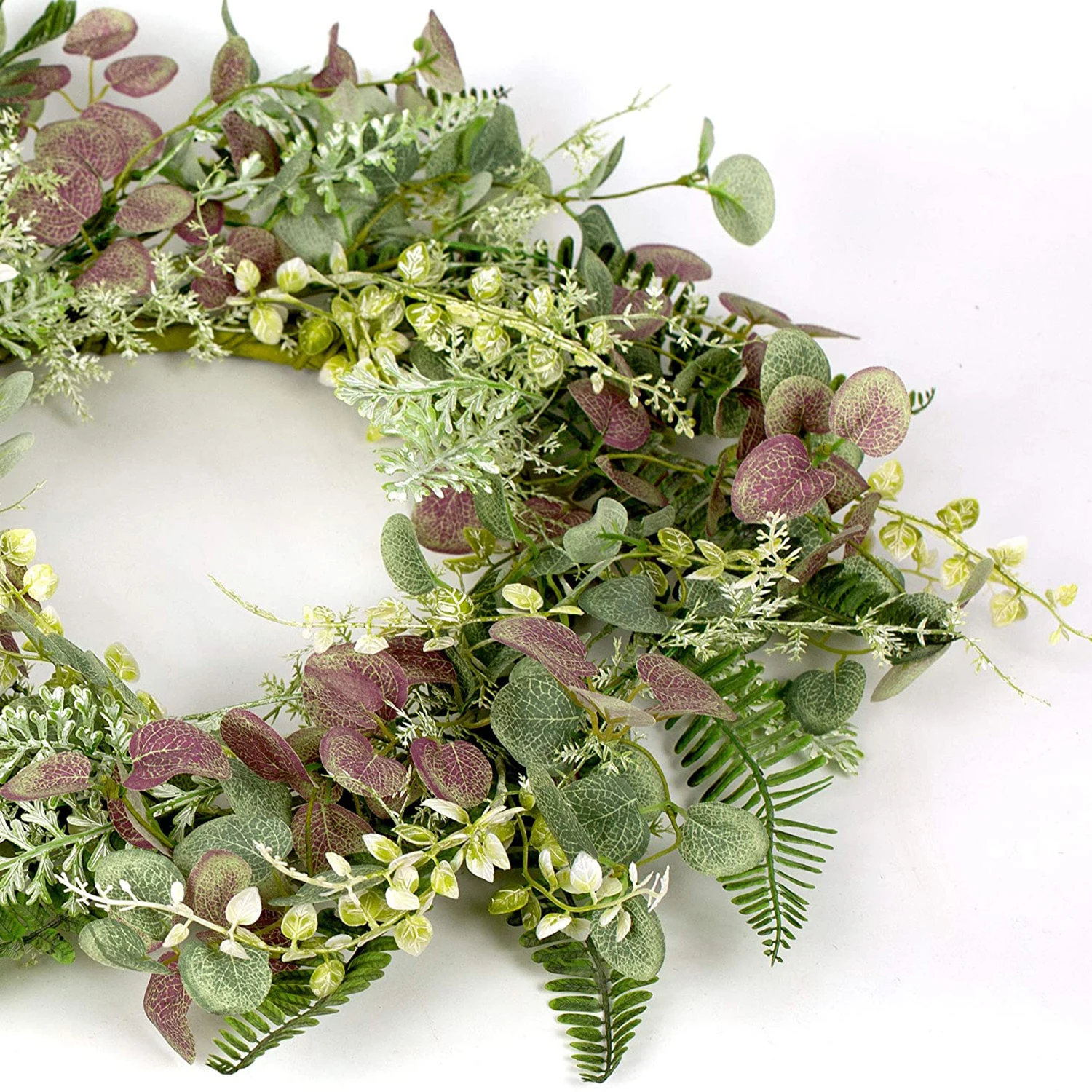 18 寸人工蕨类植物弹簧门欢迎绿化前门绿色花环婚礼墙家居装饰花环