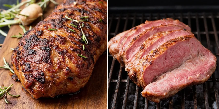 Smoked rosemary-infused lamb chop plated with herbs