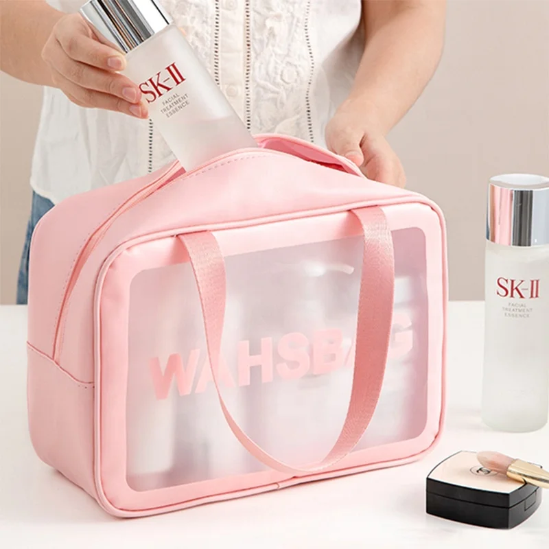 

Hot Selling High Capacity Cosmetic Case Cosmetic Bag Transparent Waterproof Washbag PU Travel Storage Organize Makeup Bag