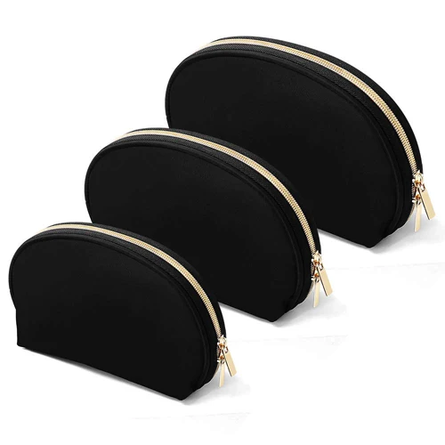 

3 pcs Half Moon Shape Leather Custom Makeup Bag Travel Toiletry Bag Waterproof Cosmetic Bag