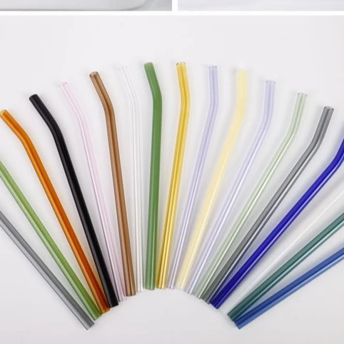 

Heat-Resistant Creative Colorful Juice Straw Colorful Glass Straw Transparent Glass Tube Lip-Protecting Straw