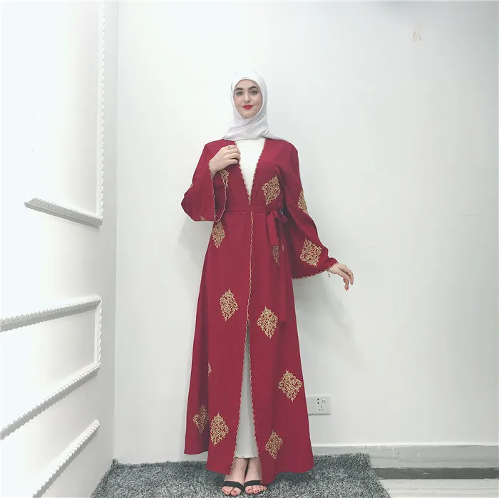 

whole sale top quality embroidery muslim dress islamic maix dress malaysia abaya in dubai turkish clothing, Black,navy,wine red