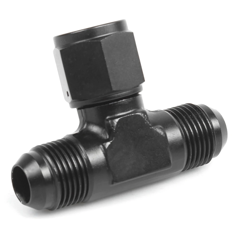 

an4 an6 an8 an10 an12 Male Flare Tee Fitting With AN Female Swivel On Side Adaptor, Black