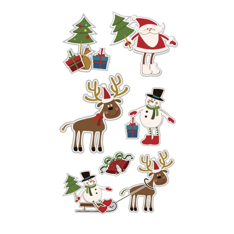 

Wholesale graphic design Christmas custom cartoon cute elk gift waterproof tattoo stickers, Metallic / colorful / customized