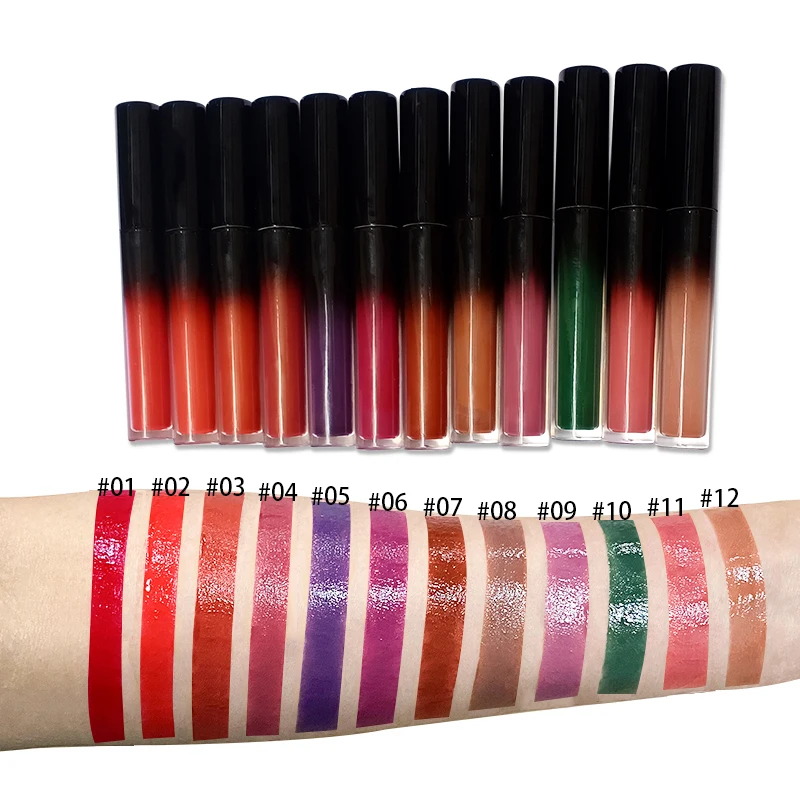 

Custom Logo 12 Colors High Pigment Matte Moisturizing Lip Gloss Kit Private Label Liquid Lipstick Glitter Plumping Lipgloss Set