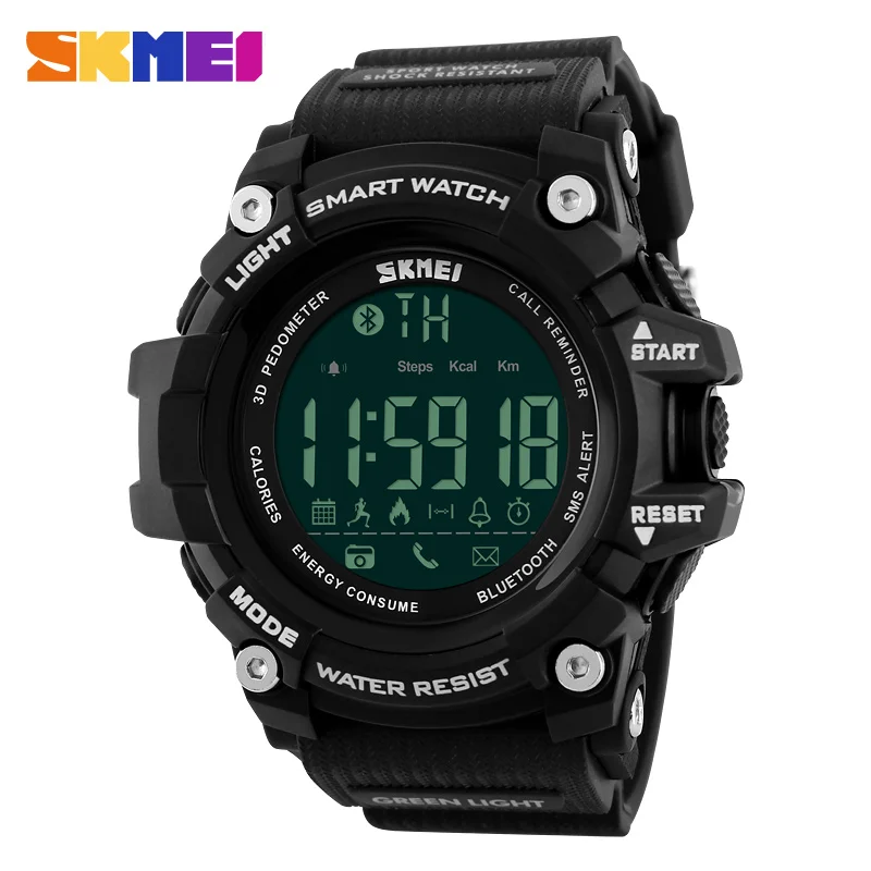 

SKMEI Brand Men Digital Wristwatches Smart Watch Big Dial Fashion Outdoor Sports Watches EL Backlight Waterproof Man Smart Watch, 4 colors