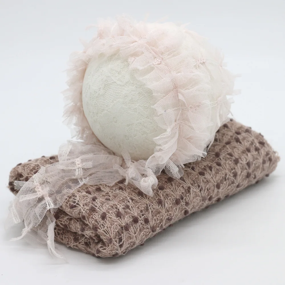 

Fantastic Design Pink Newborn Baby Hat With A Vivid Color Blanket For Newborn Baby Photography