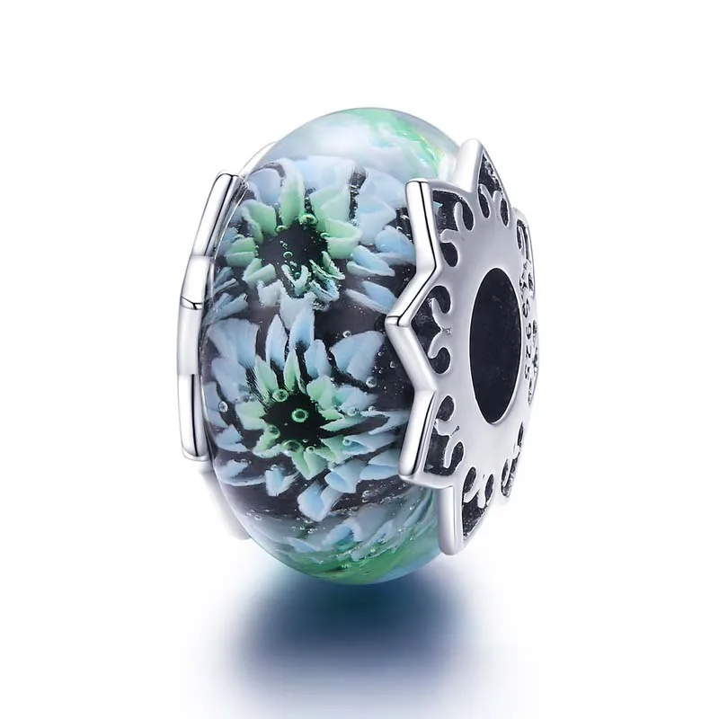 

Bulk Jewelry Fashion Cyan Chrysanthemum Gemstone Sterling Silver Charms Pendant for Bracelet