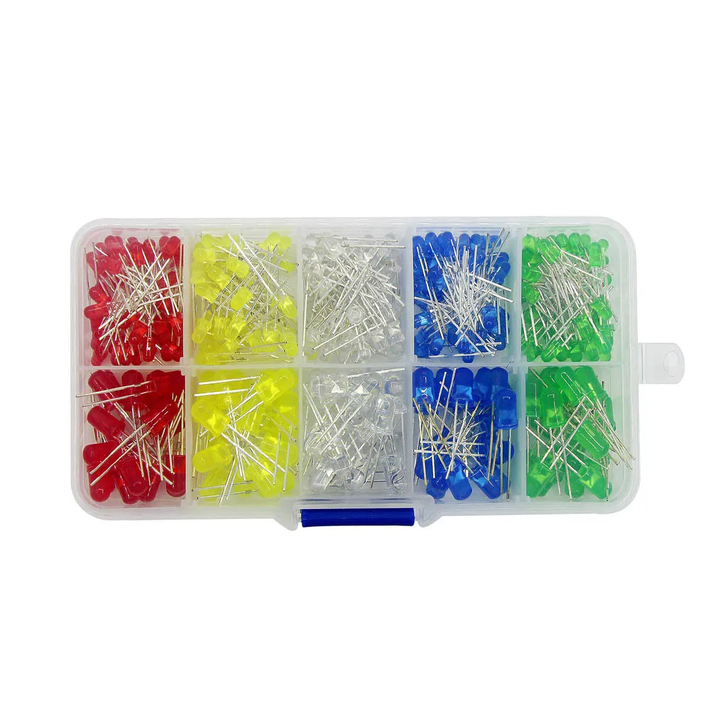 Light Emitting Diodes 5 Colors Electronic Components 3mm/5mm Assorted Color DIY LED Light Emitting Diodes Set Box