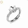 SSR140 Pearl Ring Mounting DIY 925 Sterling Silver Zircon Findings Bamboo Design Ring Setting Blank