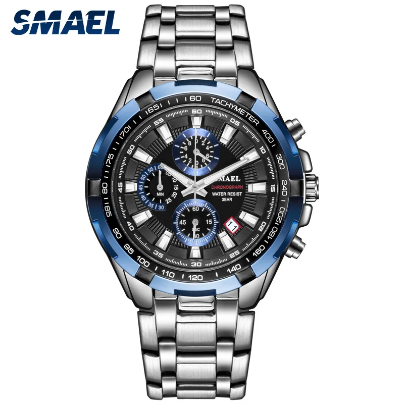 

SMAEL new men multifunction wrist watch stainless steel strap quartz watch 9063, 4 choose