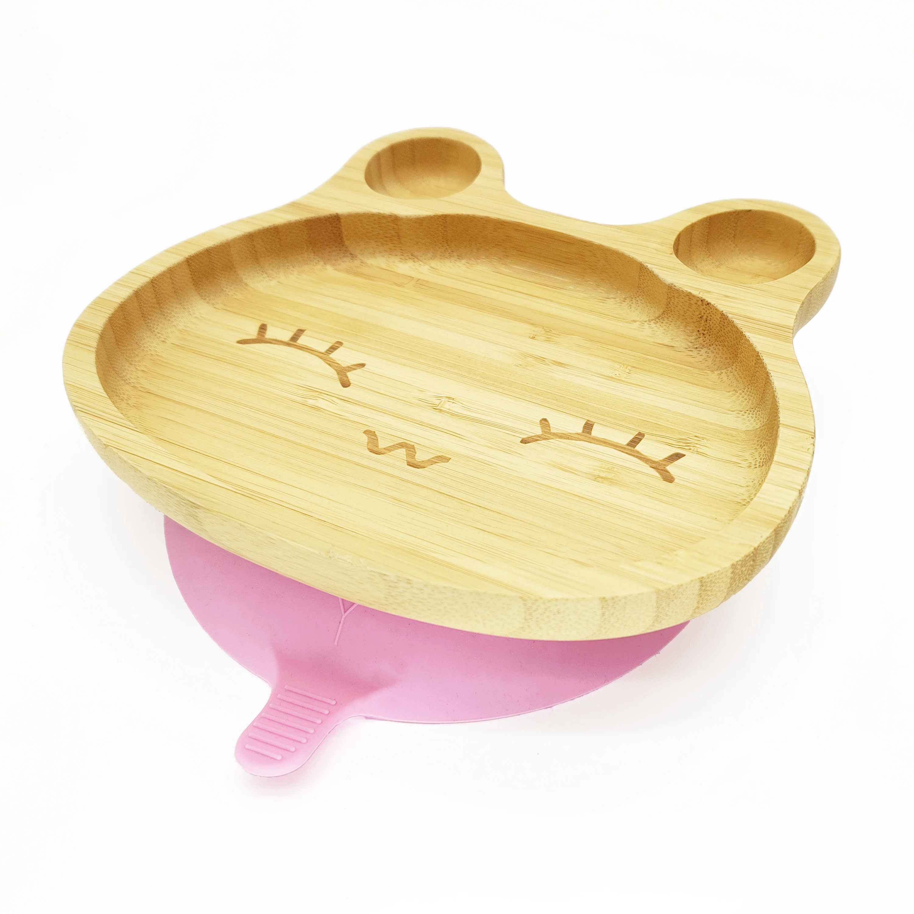 

Baby Feeding Plate and Spoon Set, Divided Bamboo Plate with Spill Proof, Stay Put Suction Ring, Plate, Natural