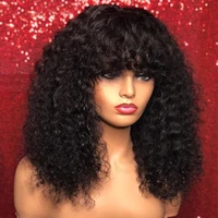 

Deep Curly Wig With Bangs 250 Density Brazilian 13x4 13x6 Lace Front Human Hair Wigs Bob Cut Pre Plucked free shipping