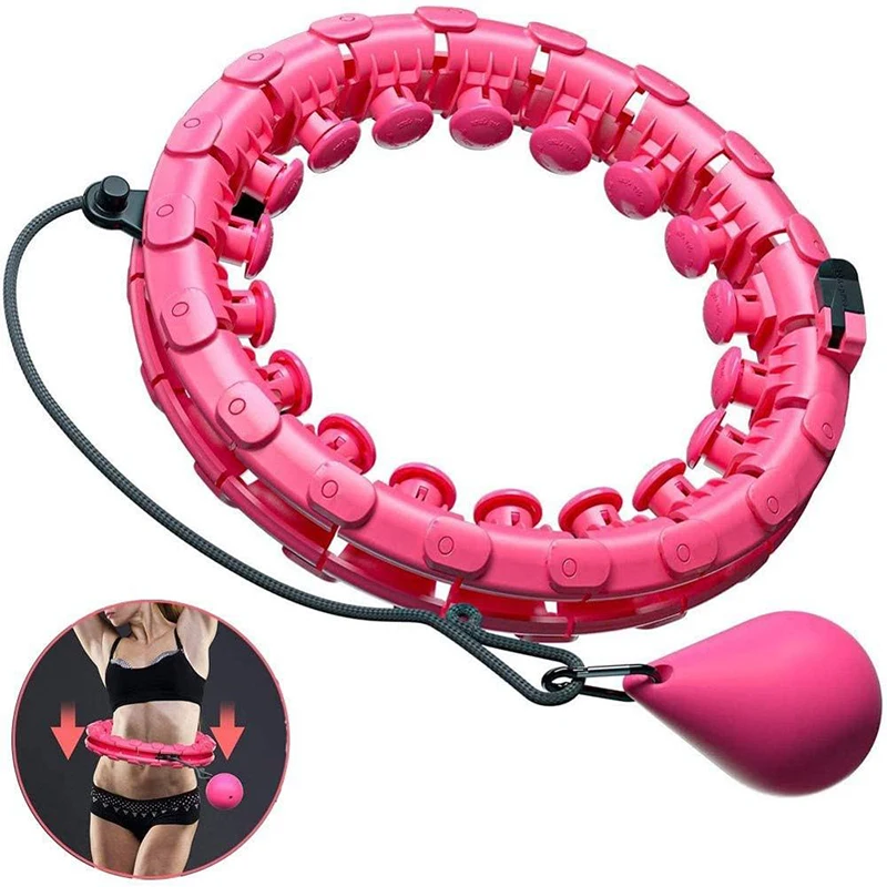 

Auto-Spinning Non-Drop flexible Weighted Slim Waist Gym Fitness hula hoo hoola hoops hoolah hoop fitness for indoor exercise, Pink,blue,purple