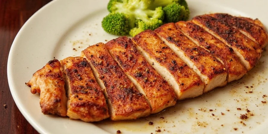 Blackened fish and steak served with lemon and sides