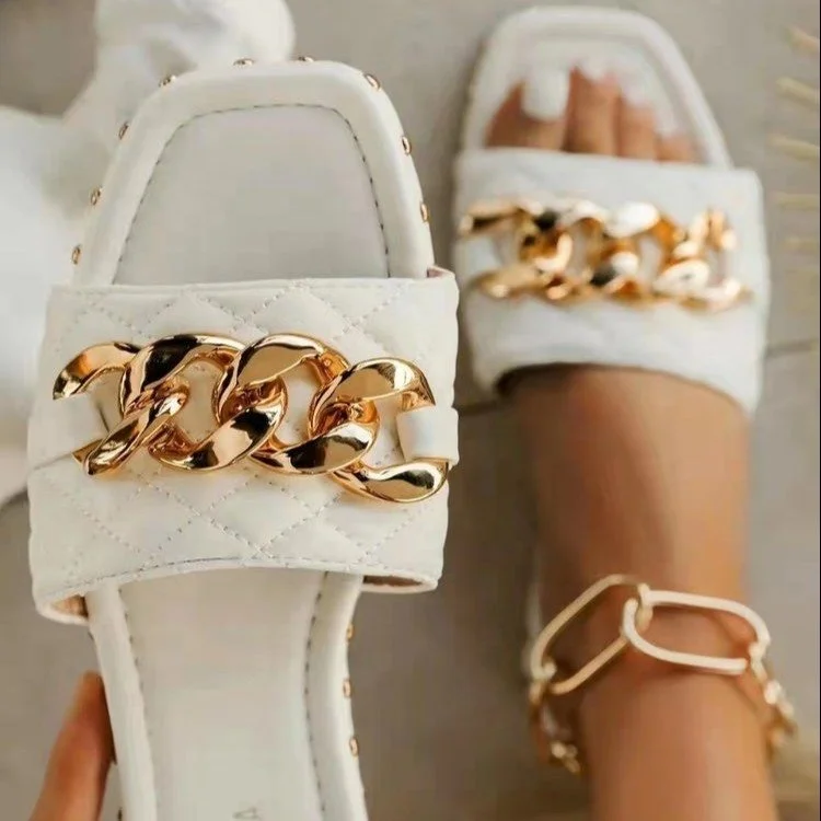 

Wholesale Outdoor Flat Slides Women Slippers Women Sandals Slippers With Chain