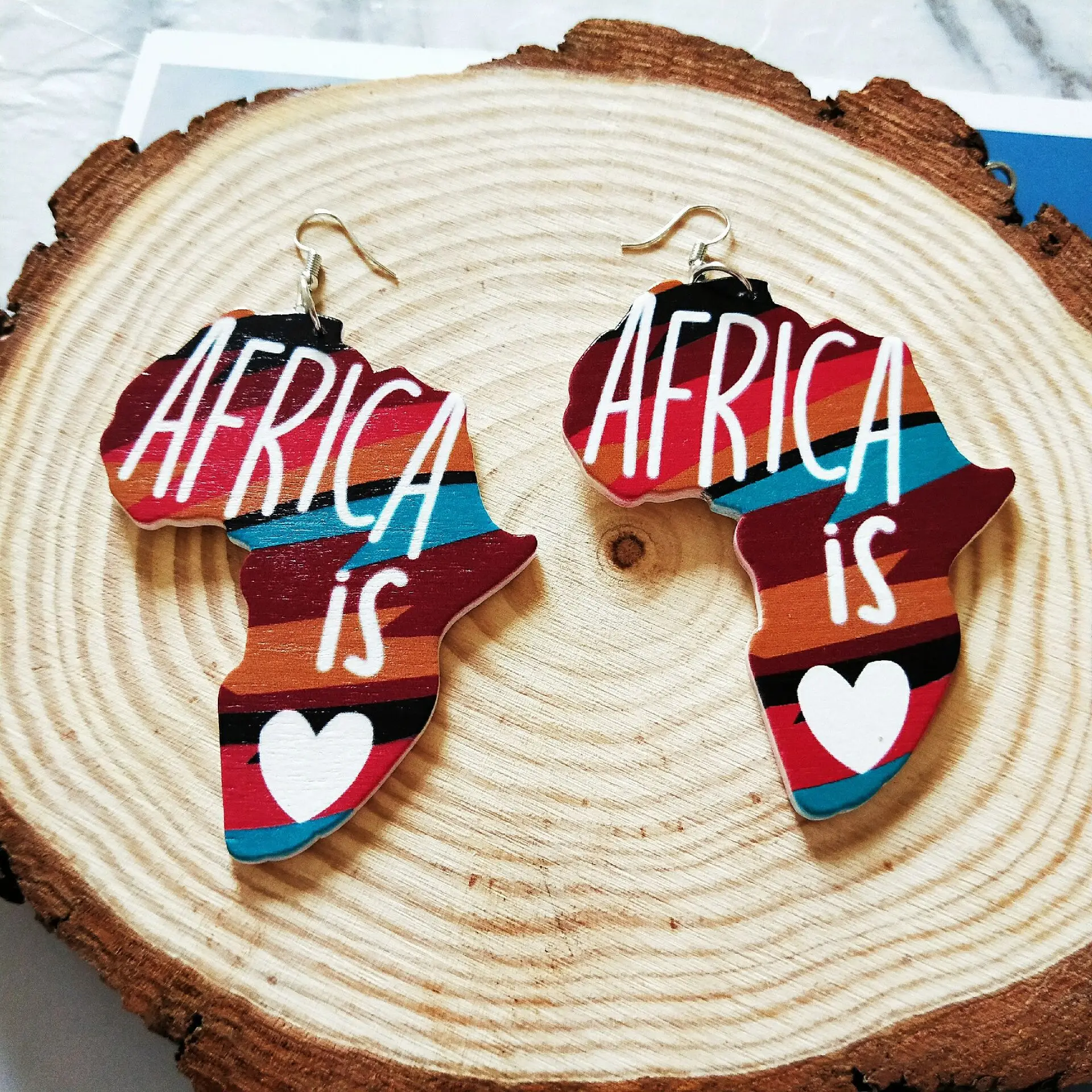 

Fashion African Earrings Jewelry Statement Dangle Drop Wood Earrings 2021 New Arrivals Custom Earrings For Women, As show