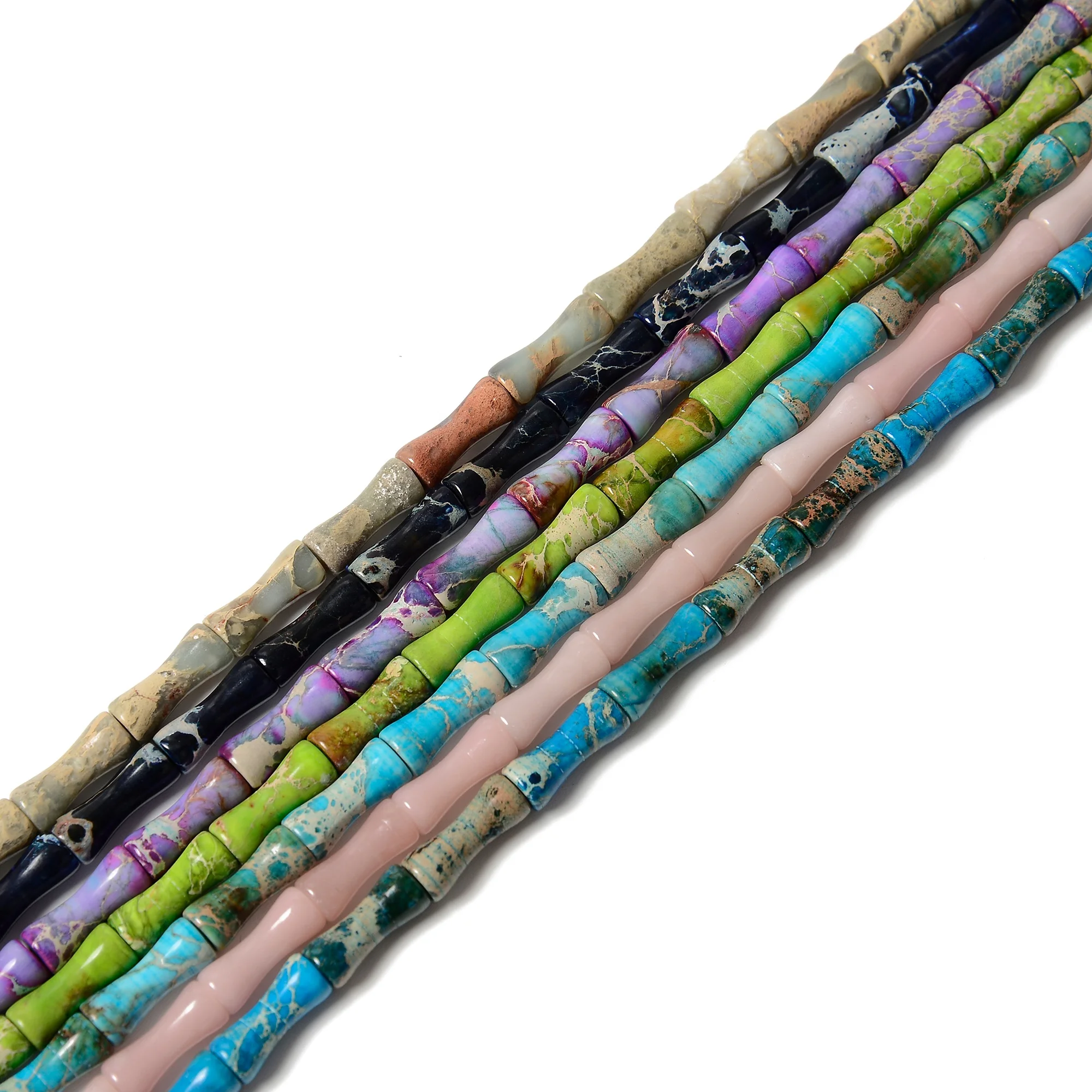 

5x13mm Bamboo Tube Bead Black Purple Blue Green Sea Sediment Aqua Terra Jasper Chrysoprase Pink Opal Beads for Jewelry Making