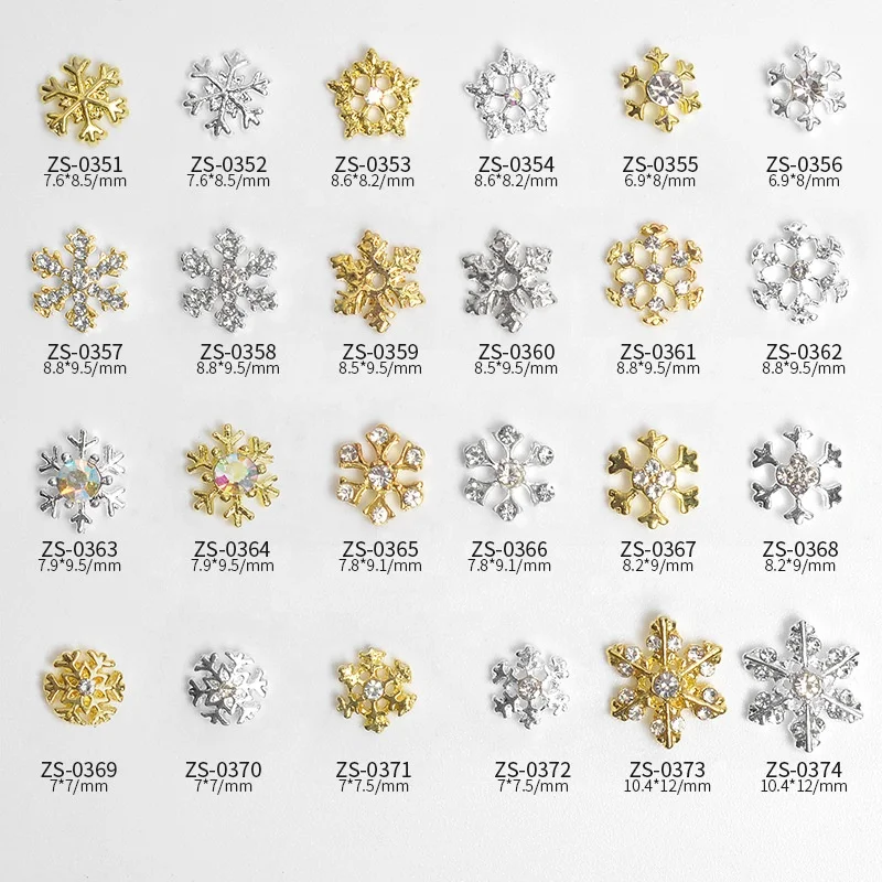 

Paso Sico Japanese Christmas Manicure Supplies Golden Silver Snowflake DIY Alloy Nail Art Charms Jewelry Diamond Wholesale