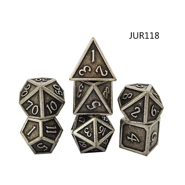 

Ancient style brown color antique finished custom dice metal with box for broad game