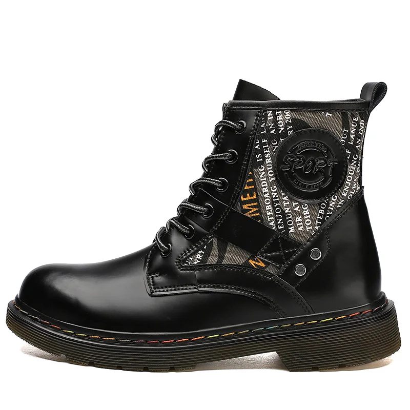 

Two layer leather versatile couple four seasons boots Korean fashion versatile shoes tooling Boots Men's Boots