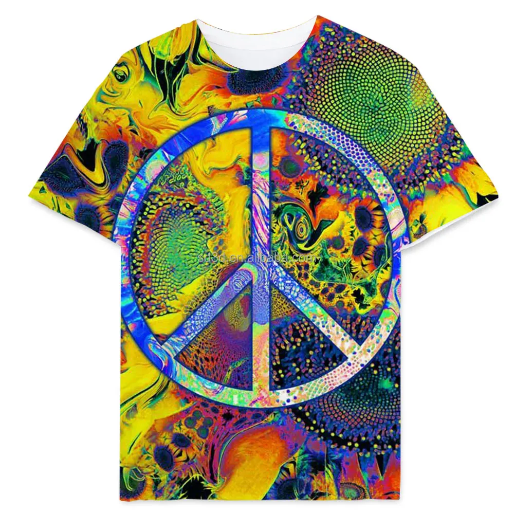 

2021 New Design 3D Graphic T Shirts For Men Print Peace Symbols Boys Summer Workout Shirts, Custom colors