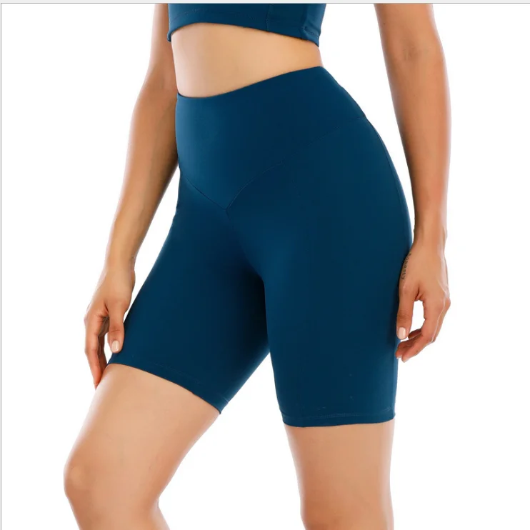 

Beige Color Strong Seam Sustainable Womens Compression Gym Tight Sports Shorts