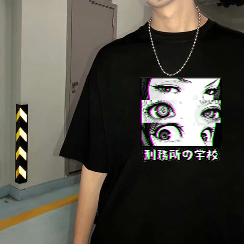 刑務所学校悲しい日本の女の子の目tシャツメンズアニメコミックロリユニセックストップスストリートウェアファッション原宿マンガメンズtシャツ Buy Tシャツ男性 男性アニメ 原宿 Product On Alibaba Com