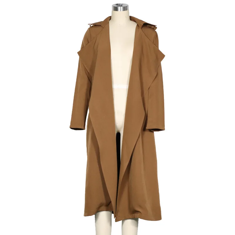 

2022 New Design Winter Coat Long Sleeve Causal Turn-down Collar Long Trench Coat Women