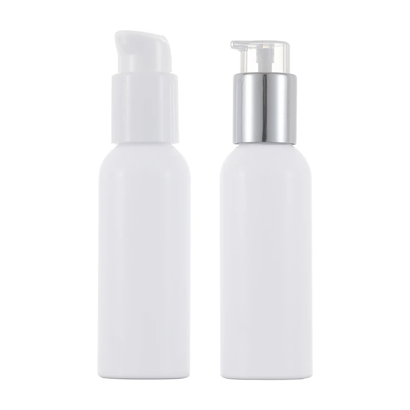 

wholesale luxury packaging cosmetic lotion pump bottle 100ml white plastic bottle