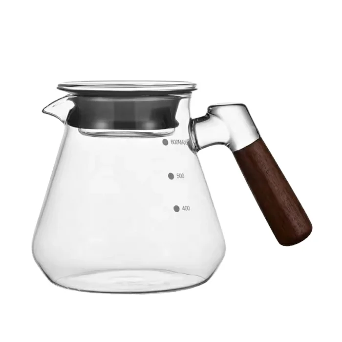 Modern Luxury Heat-Resistant Clear Glass Coffee Server with Lid Metal Plastic Ceramic Material for Home Kitchen Use