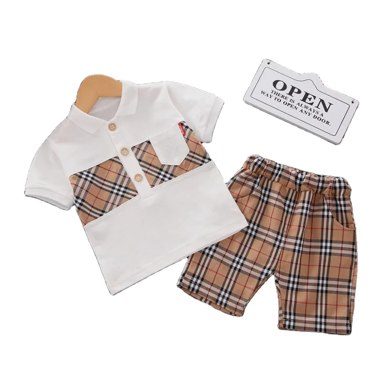 

kid cotton pajama polo shirt designer summer clothing sets kids shorts children clothes boy's cowboy suit girls' tank top