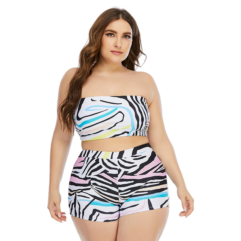 

2021 Most eye-catching plus size swimwear tube bra and short stripe brazilian swimwear, Shown