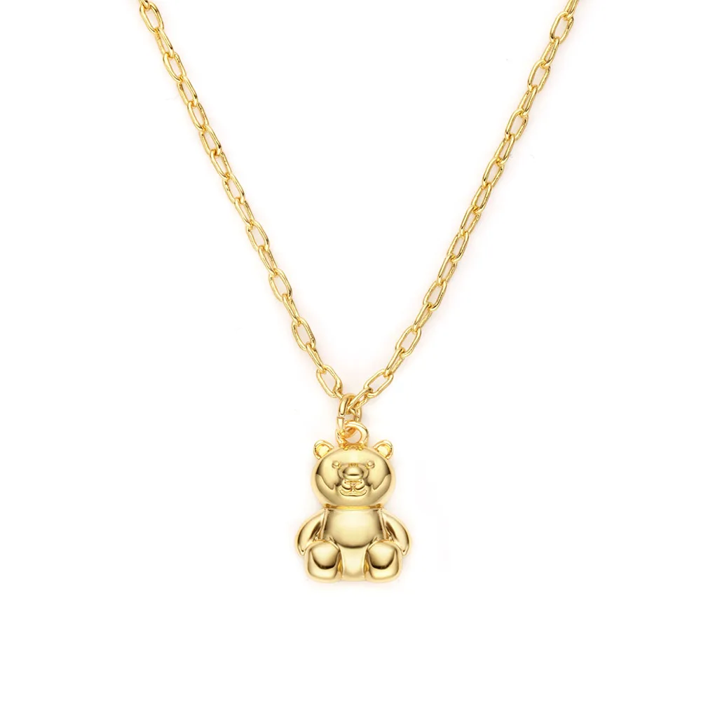 

18K gold lovely bear pendant necklace new link chain jewelry for girls