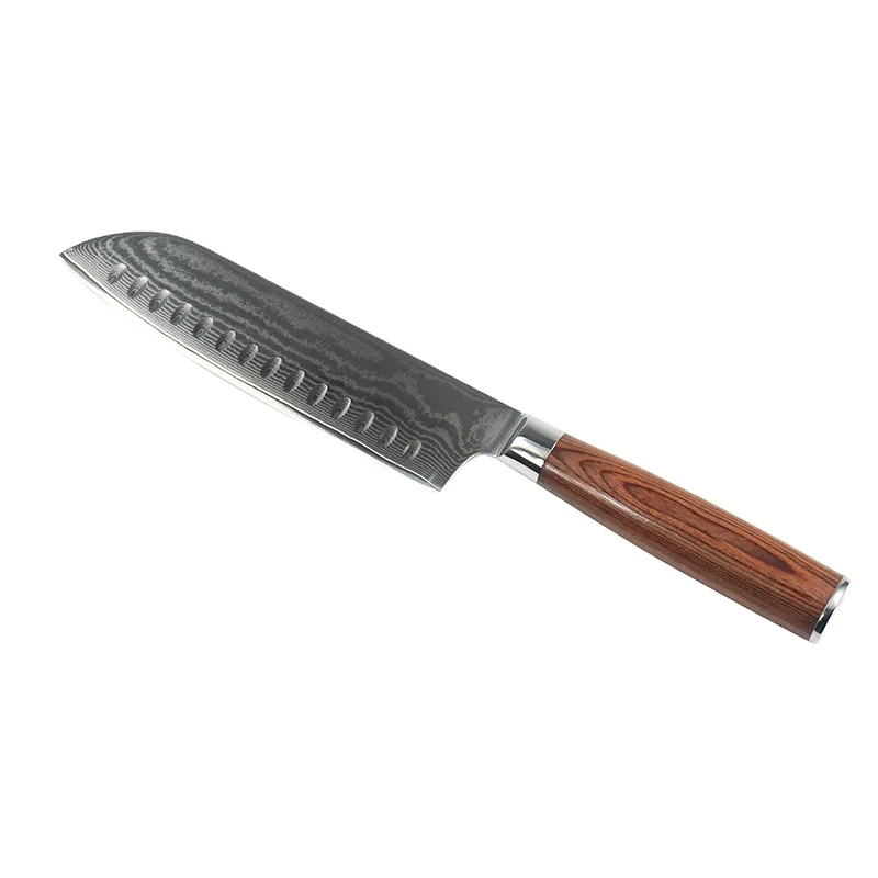 

Professional 7 inch vg10 Damascus Knife 67 Layers Pakka Wood Handle Damascus Steel Kitchen Santoku Knife
