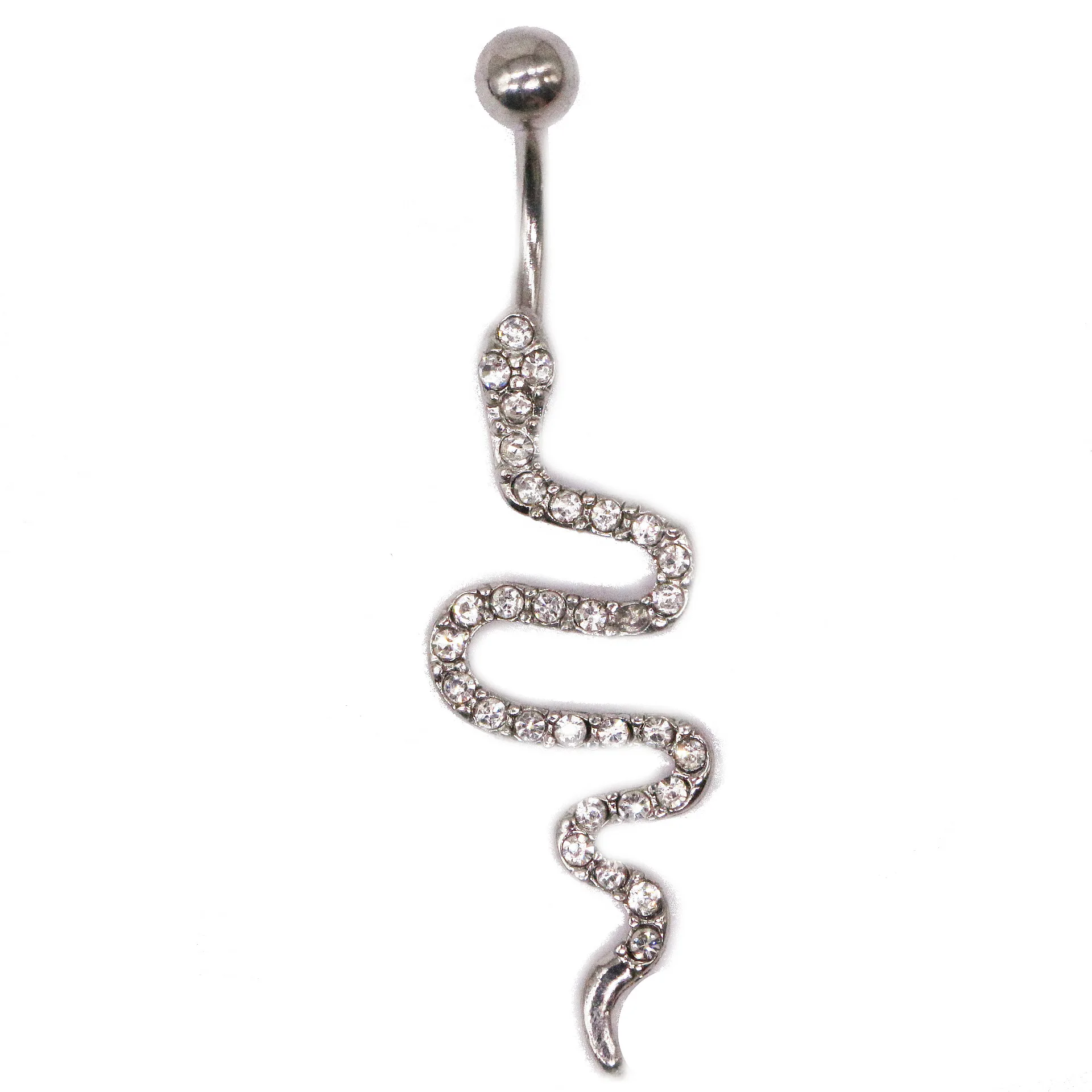 

BBR-142 Wholesale Body Piercing Jewelry 316L Surgical Hanging Belly Rings Zircon Snake Belly Button Rings