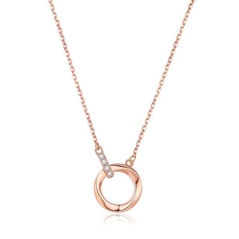 

Fashion Jewelry Gift Simple Circle Mobius Ring Pendant Shape 18k Gold Necklace For Women Ladies