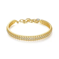 

LUOTEEMI Delicate 3A Round CZ Paved Bangle of Gold plated copper Jewelry For Woman Elegant Design