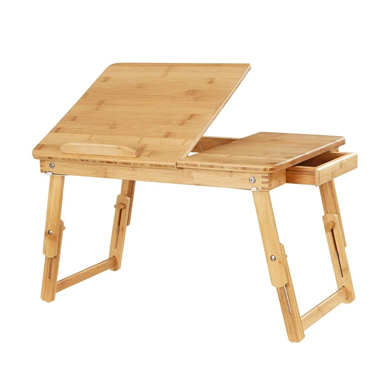 
Factory Wholesale Bamboo Foldable Laptop Computer Desk Space Saving 