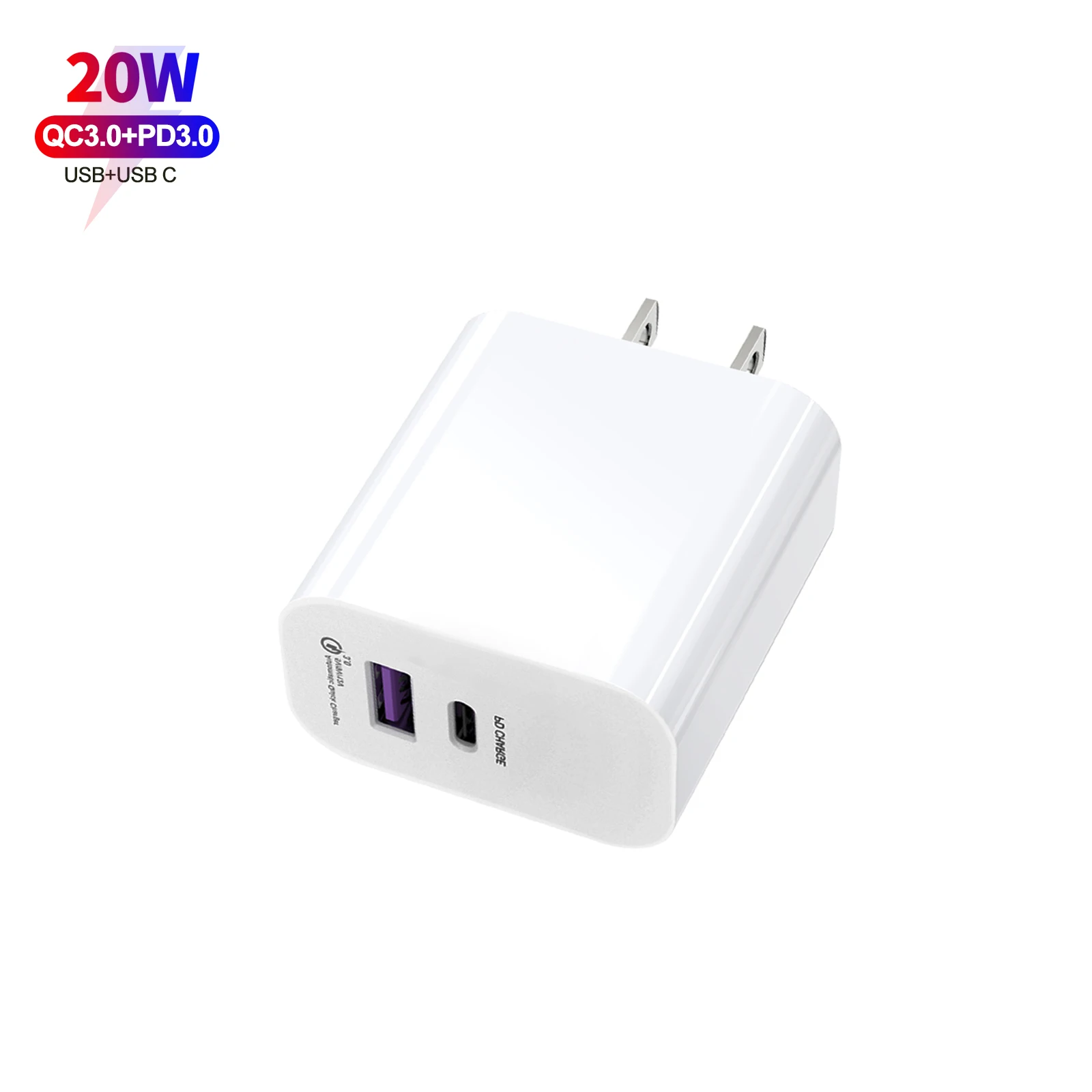 

20w Usb C Pd Fast Charger Quick Charge 3.0 Pd+qc Wall Charger, White