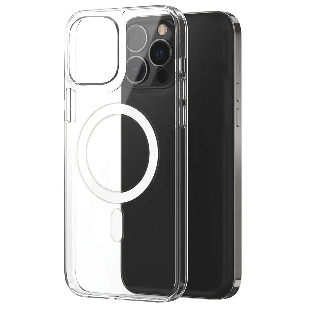 

YCYMO Shockproof Clear TPU PC Anti Shock Conner Protect Magnetic Charging Phone Case for iPhone 11 12 13 Pro Max With Magsafing, Transparent