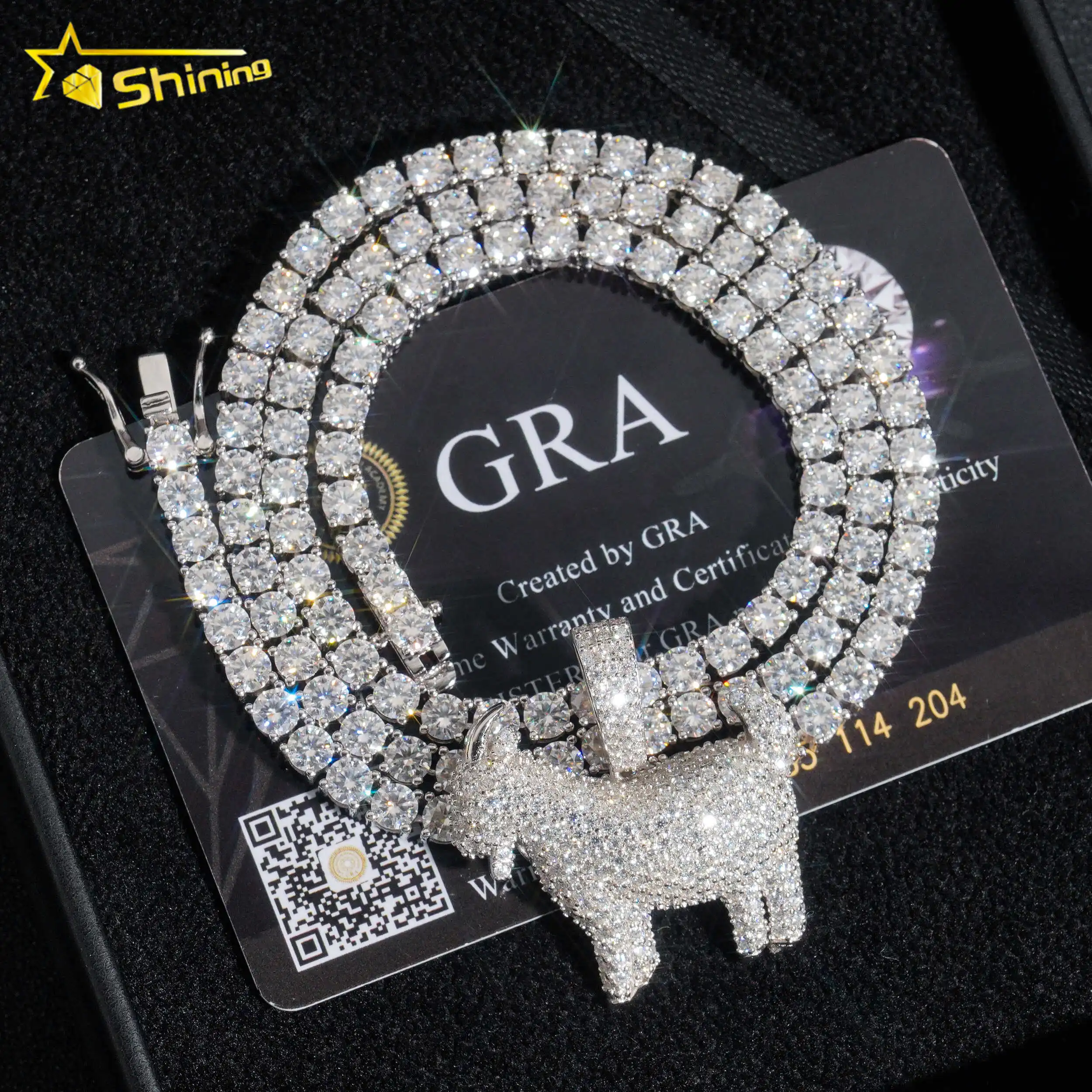 

Wholesale Price Luxury Pendant Gold Plated Micro Pave Hip Hop Iced Out VVS Moissanite Diamond Goat Pendant