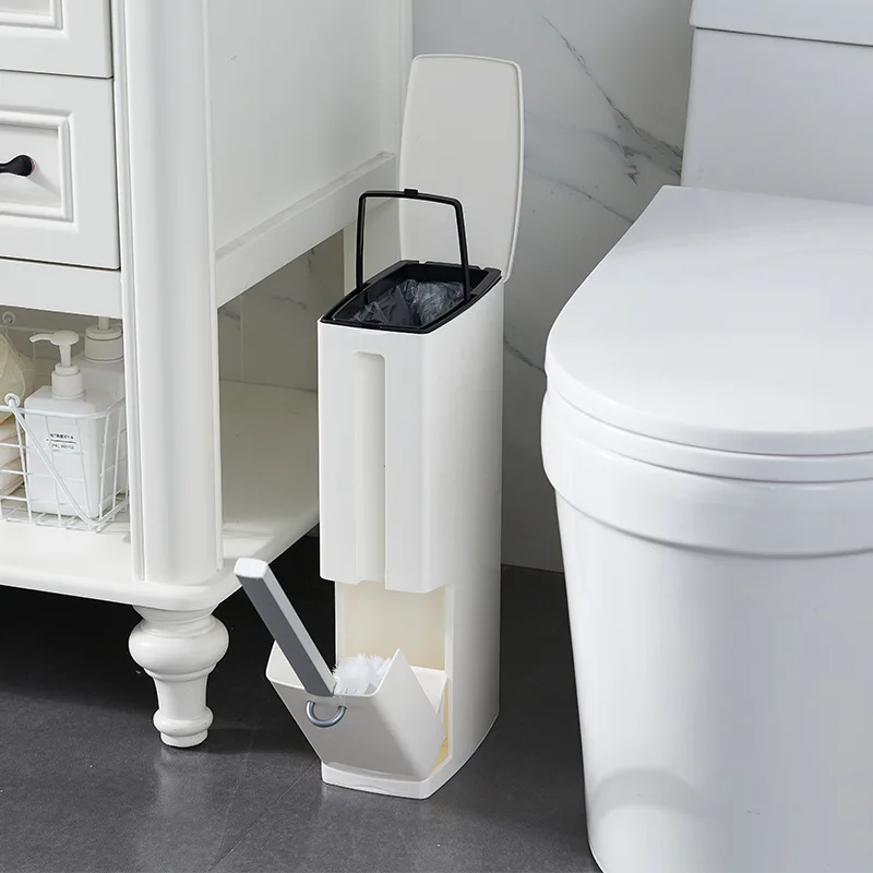 

Best Price Customized Garbage Waste Bin Bathroom Toilet Trash Can With Brush Multifunctional