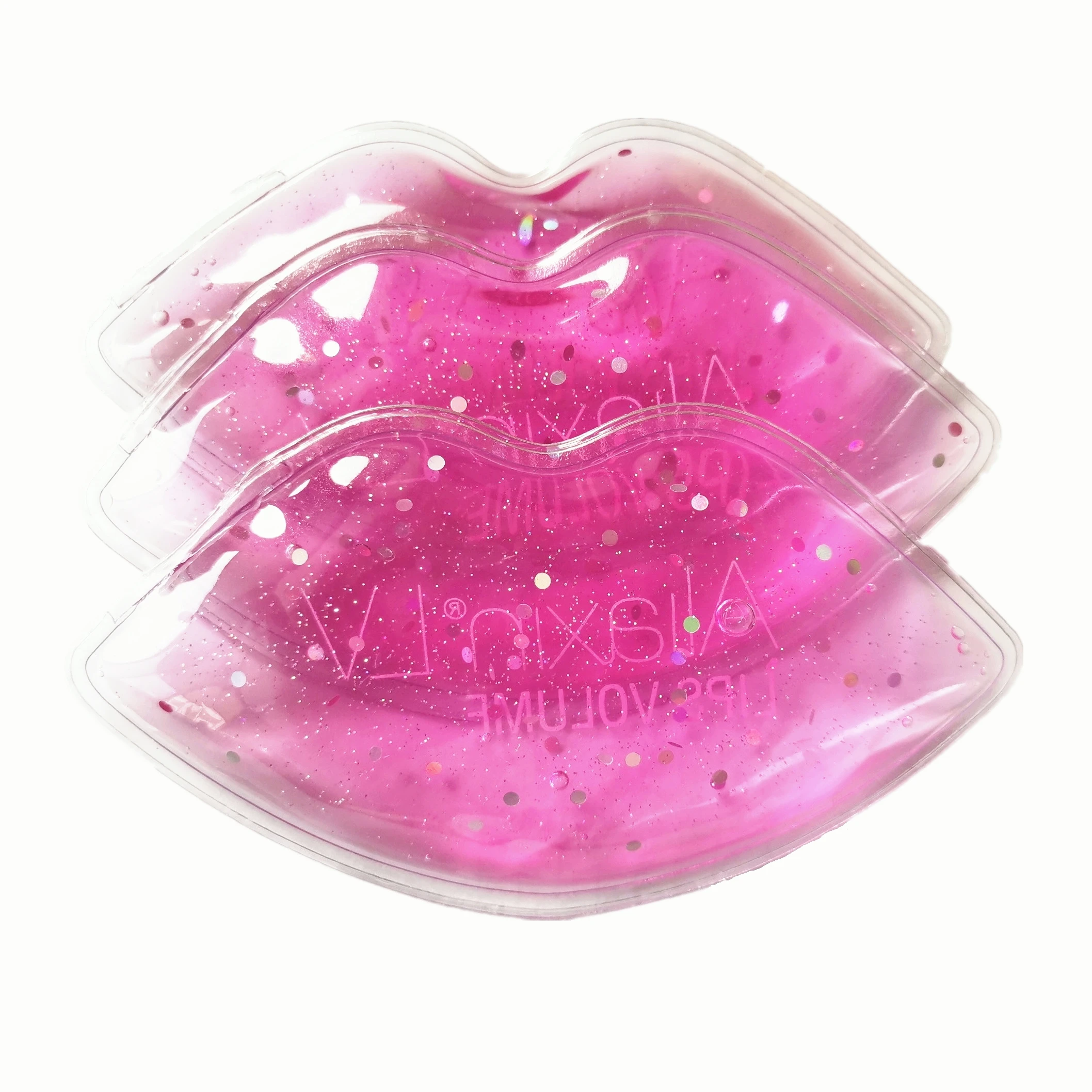 

China pink 40g Mini lip Shaped beauty gel custom glitter lip ice pack for women, Customized color