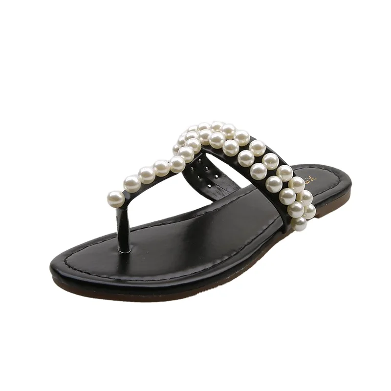 

2021 New Flip-flops summer outdoor vacation gentle women's shoes pearl temperament