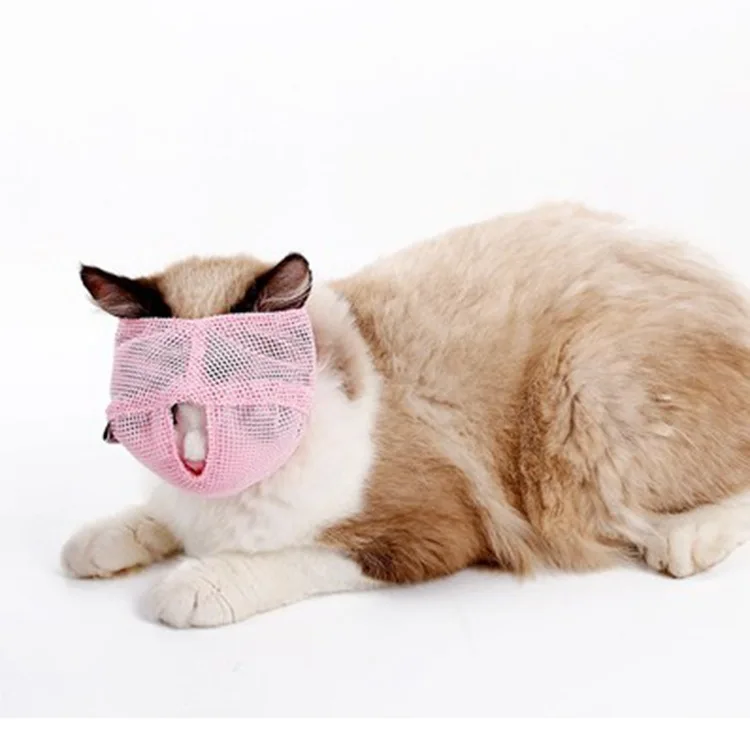 

Prevent Biting Chewing Cat Muzzle Soft Elastic Fabric Breathable Cat Mask Mouth Guard Muzzle For Cat