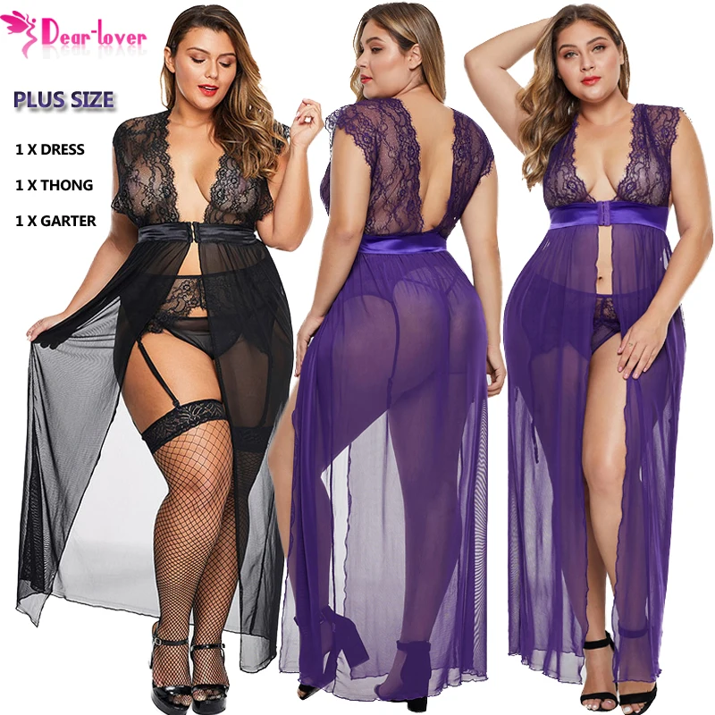 

Wholesale Women Black Lace OEM ODM Locked Away Lover Plus Size Lingerie Gown, Customized