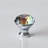 Wholesale Rainbow Color Crystal Furniture Door Cabinet Knob Diamond Shaped Crystal Glass Cupboard Drawer Handle and knob